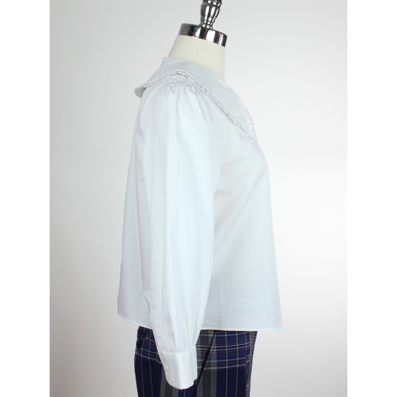 SOLD Zara White Poplin Peter Pan Collar Shirt - Picture 3 of 8